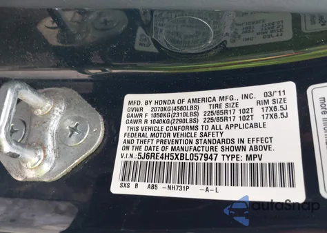 2011 Honda Cr-V Ex z USA, uszkodzony, nr VIN 5J6RE4H5XBL057947